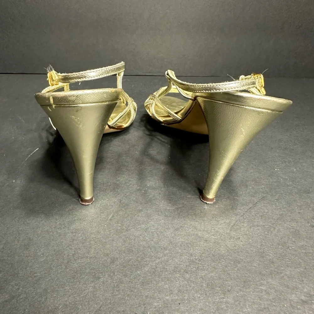 GARaLOMI Gold Strappy Heels size 6.5 pre owned Exellent condition